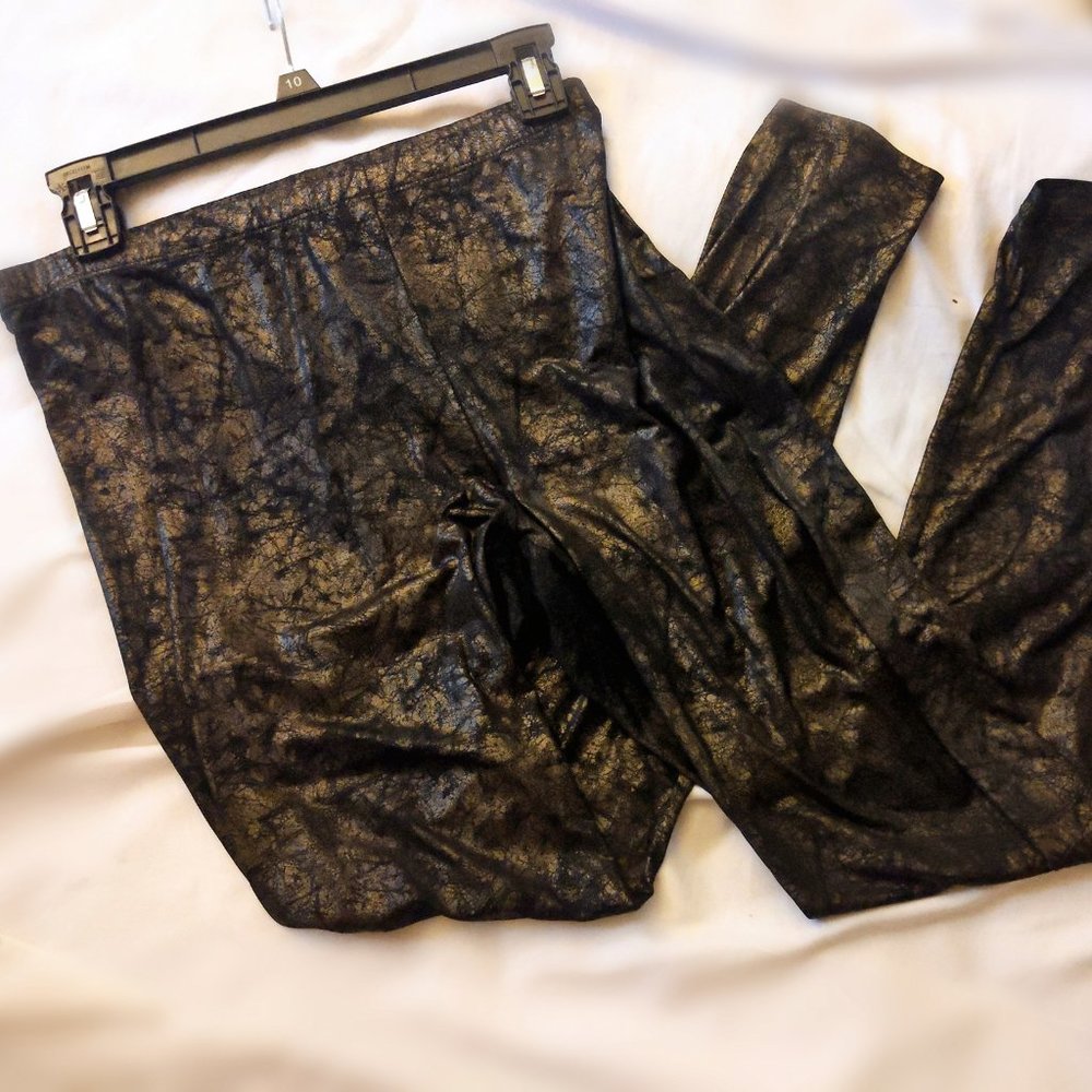 Forever 21 Gold and Black Faux Snakeskin Leggings